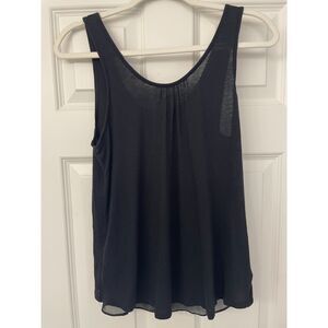 Express Woman's Black Cotton Swing Tank with chiffon back Small